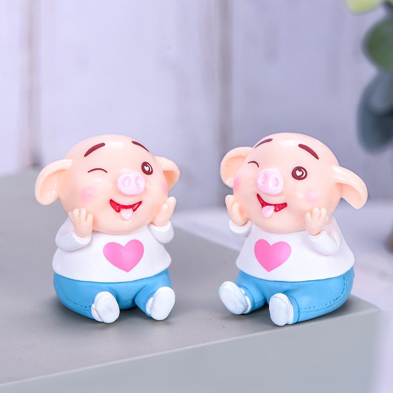 Cute Resin Pig Doll Toys Fairy Garden Decoration Miniture Fairy Garden Accessories Supplies Pot Bonsai Moss Fairy Garden Micro Landscape Miniature Garden Terrariums Fairy Garden Figurine Kits Items Auto Interior Decoration